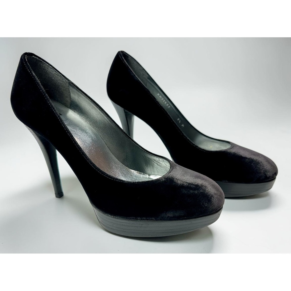 Stuart Weitzman Rowswoon Velvet Platform Pumps Black Womens 8.5